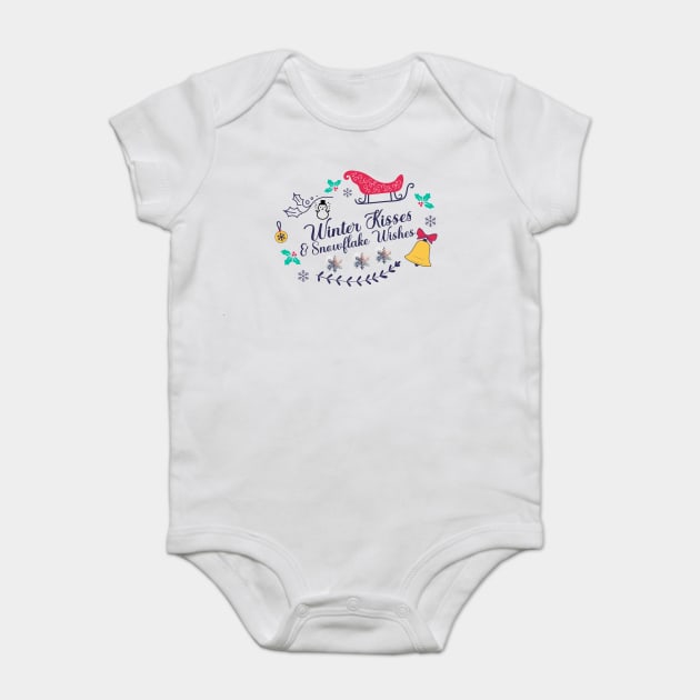 Winter Kisses & Snowflake Wishes Baby Bodysuit by Jo Palmer